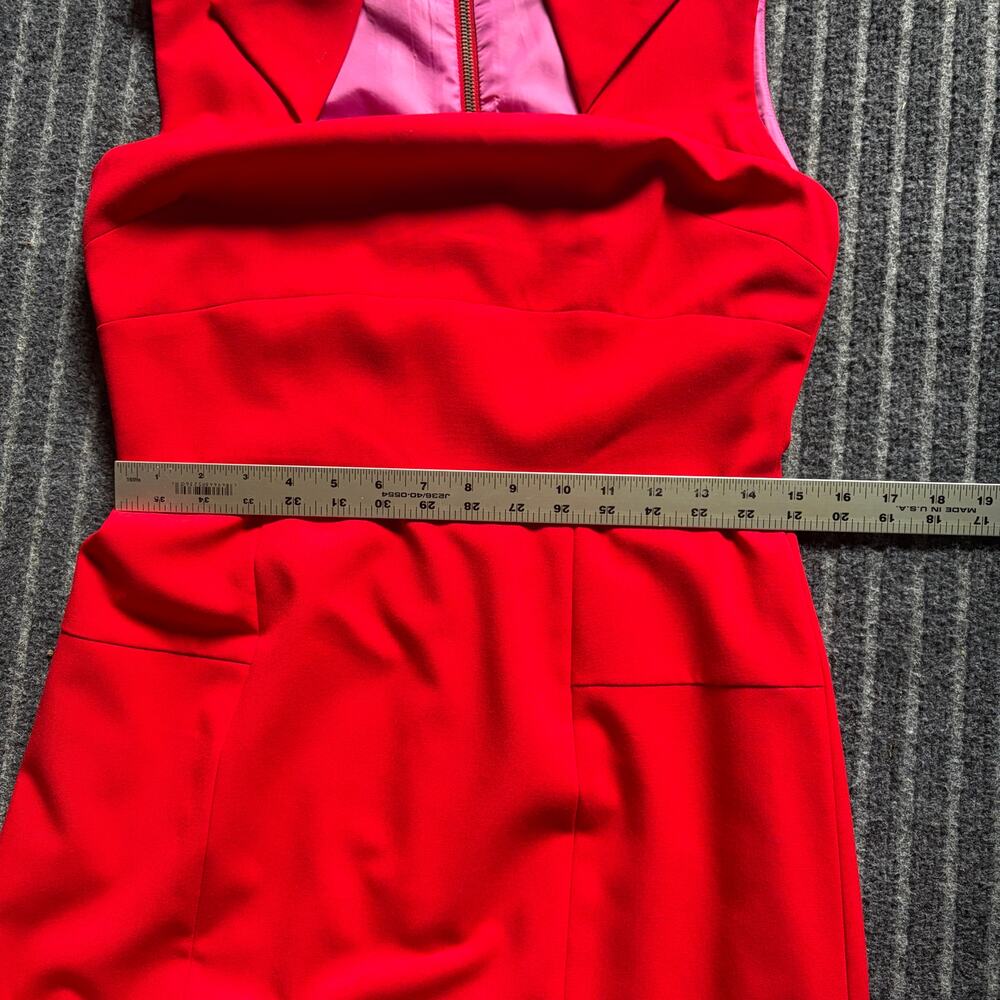 Andrew Marc Envelope Collar Sheath Red Dress Size 8 - Picture 4 of 8